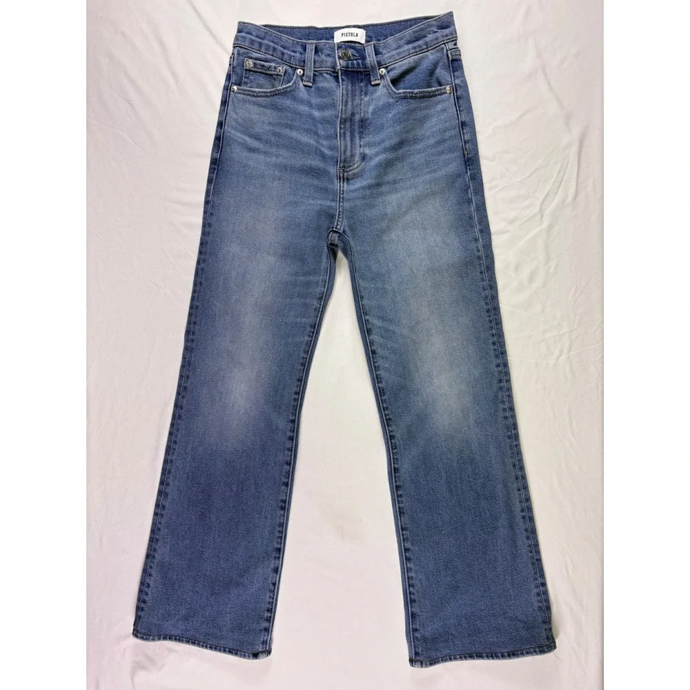 Pistola Evie High Rise Straight Jeans Womens 24x26 Illusion Crop Quality Modern